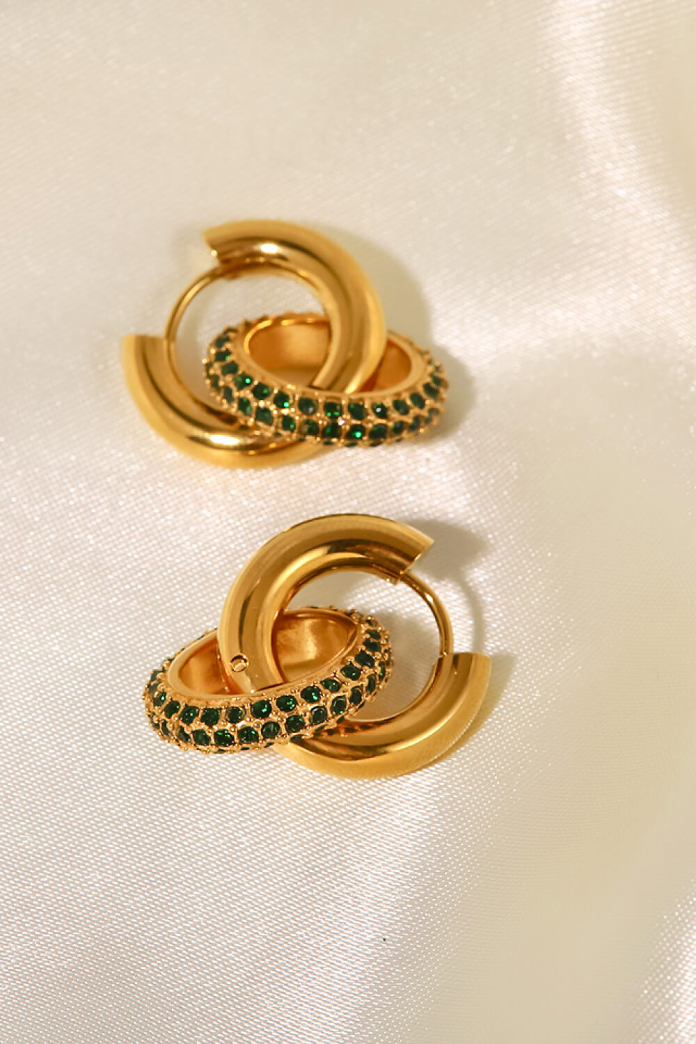 18K Gold Plated Zirconia Hoop Earrings