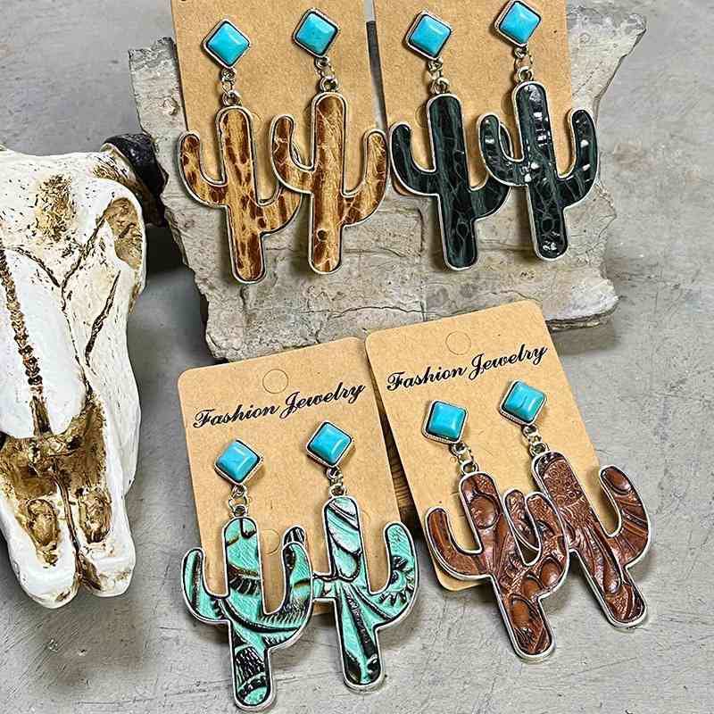 4 Chic Turquoise Cactus Earrings