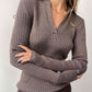 Johnny Collar Rib-Knit Top