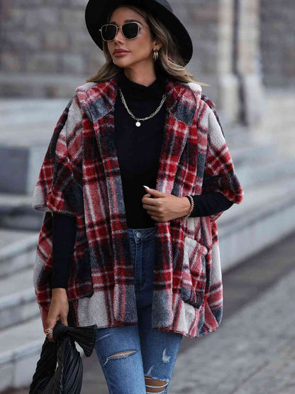 Cozy Plaid Lightweight Hoodie Vest