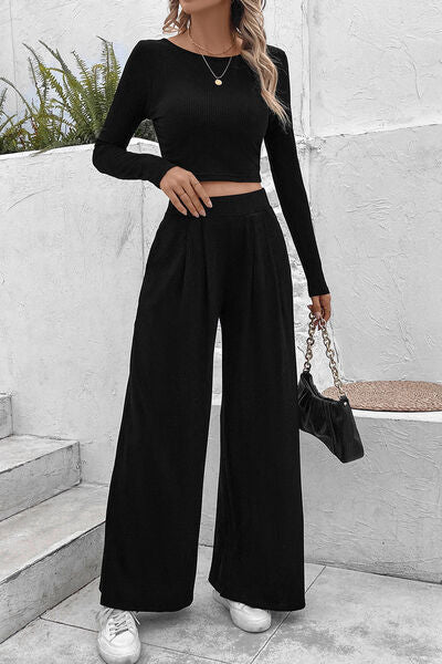 3 Ribbed Wide Leg 2 Piece Outfits