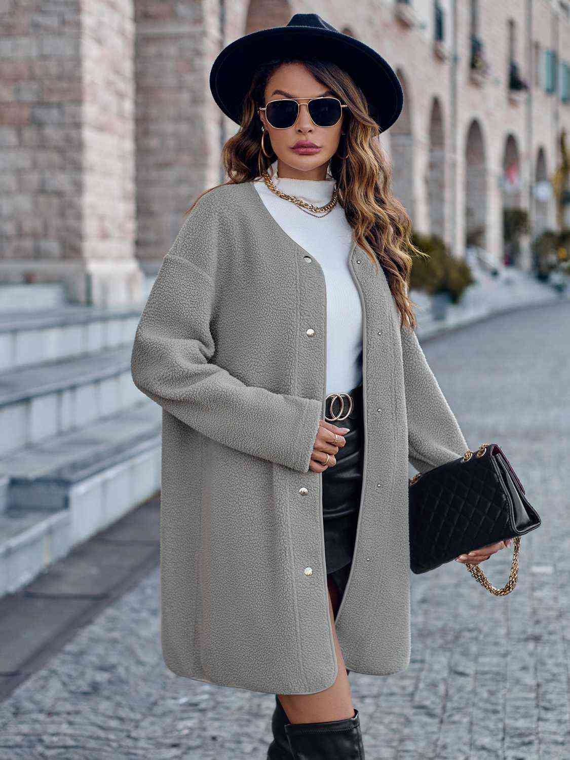 Elegant Classy Snap Down Winter Coat