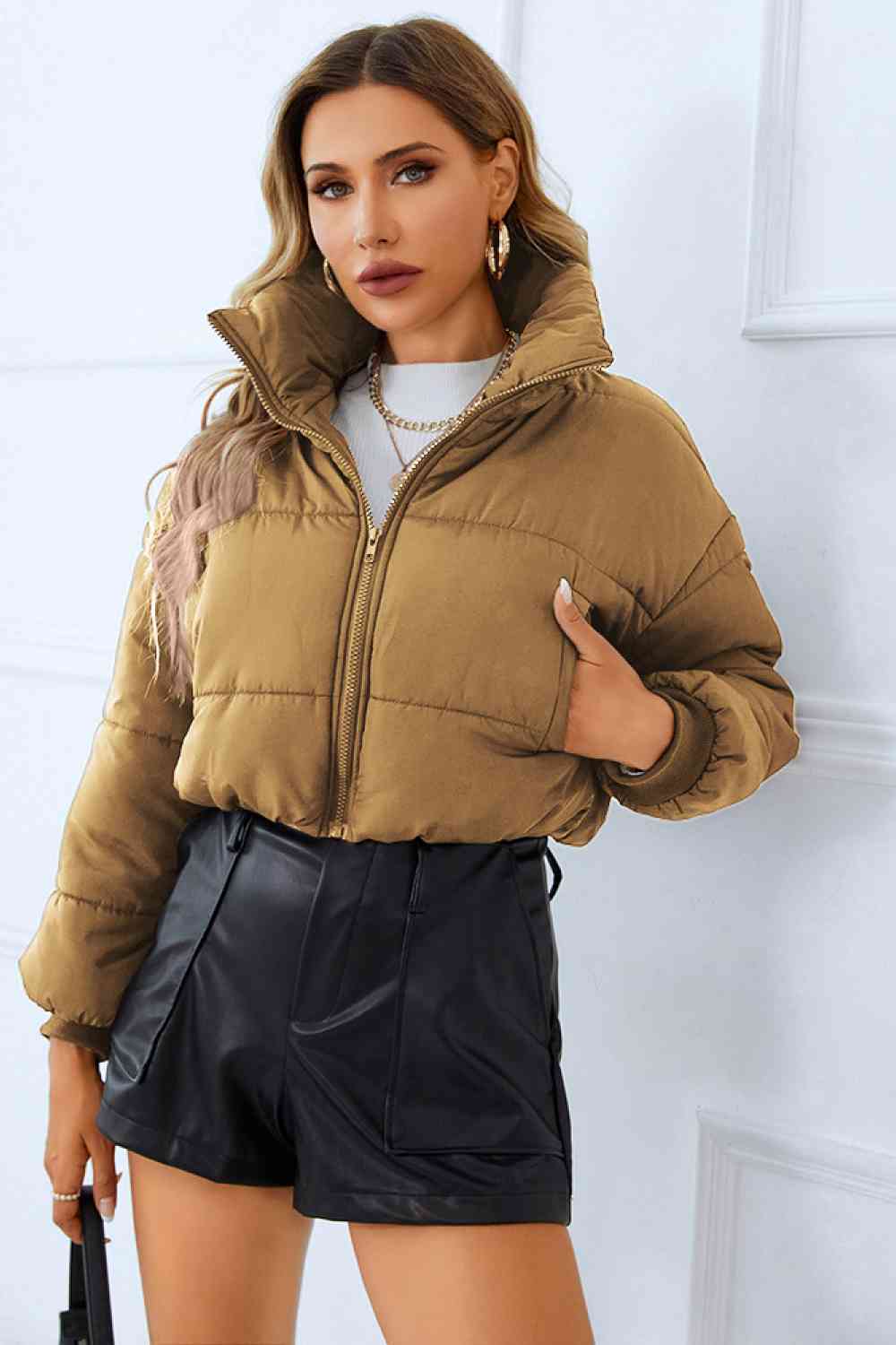 Cozy Cropped Puff Jacket ( 8 Colors)