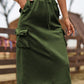 Drawstring Cargo Denim Skirt ( 4 Colors, S - 2X )