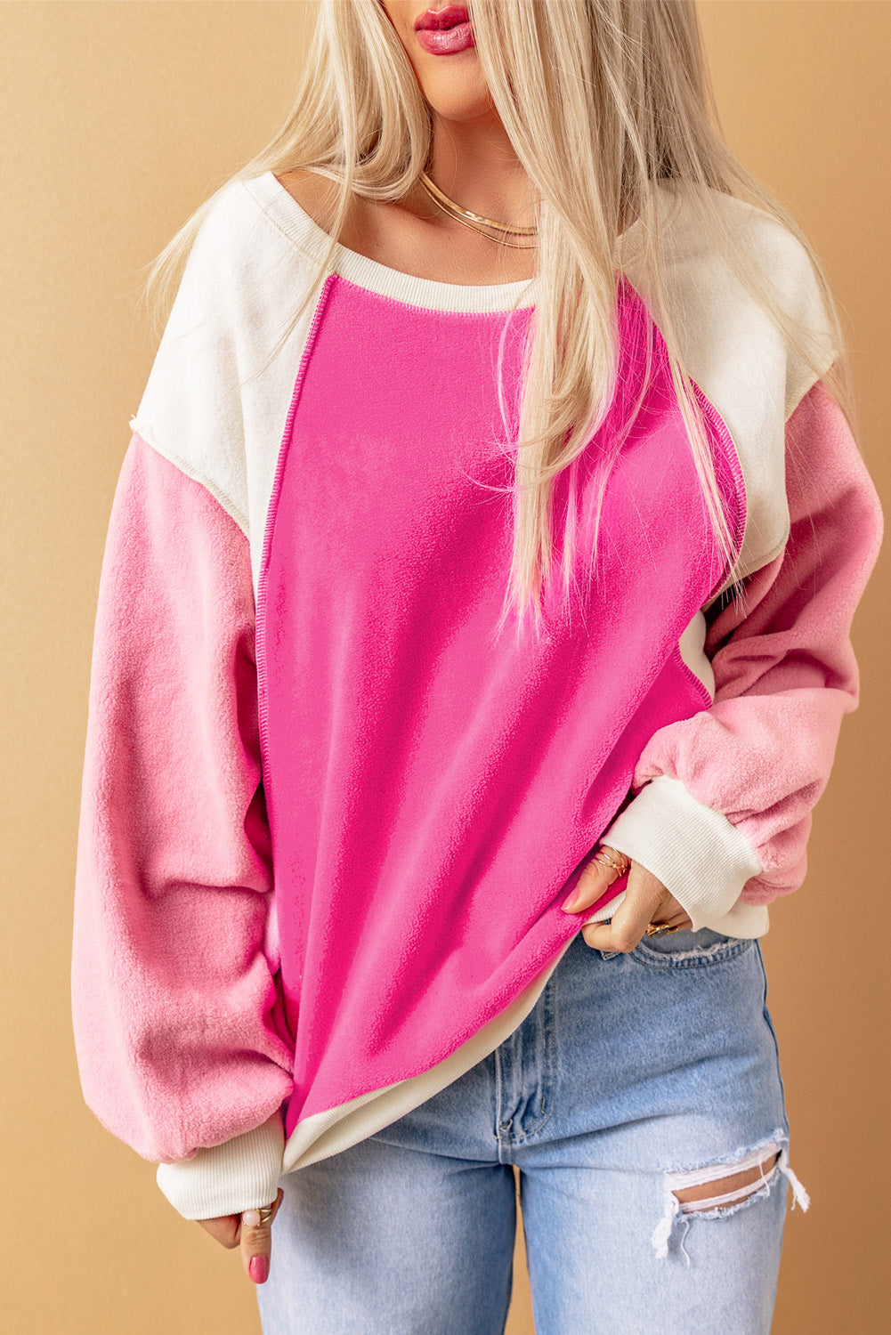 3 Comfy Color Block Sweatshirt (S - 2X)
