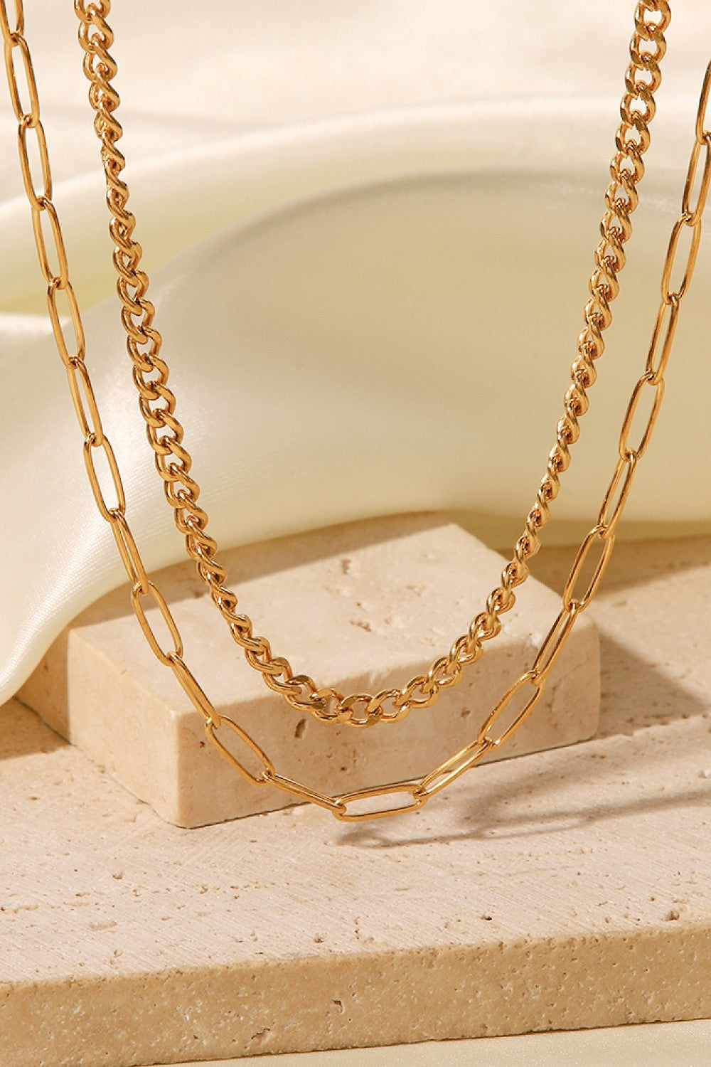 Luxurious 18K Gold Plated Layered Chain Necklace