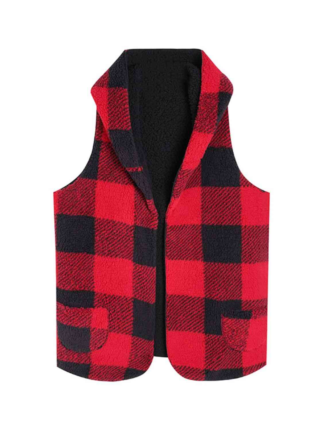 Cozy Chic Plaid Vest Hoodie