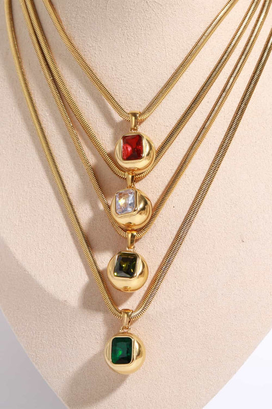 4 Zircon 18K Gold-Plated Geometrical Necklace