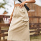 Drawstring Cargo Denim Skirt ( 4 Colors, S - 2X )