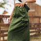 Drawstring Cargo Denim Skirt ( 4 Colors, S - 2X )