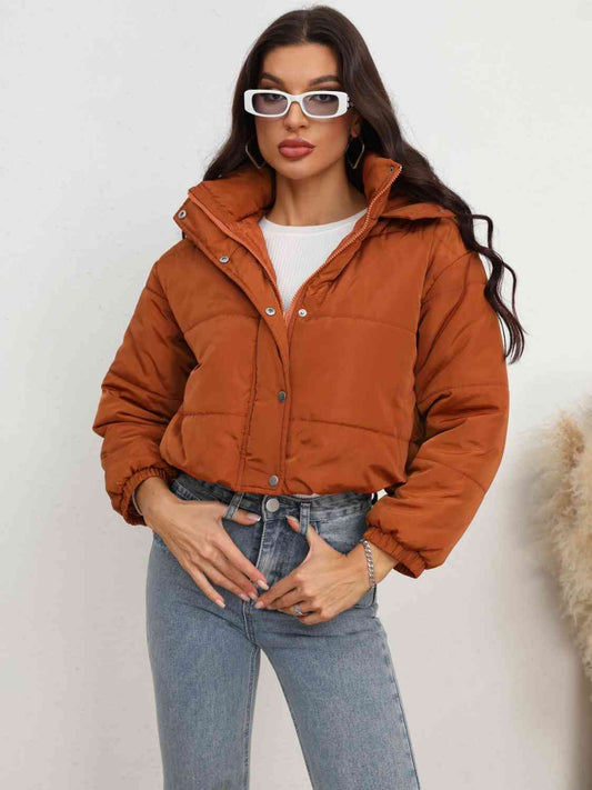 Cozy Ochre Hoodie Puffer Jacket (S - 2X)