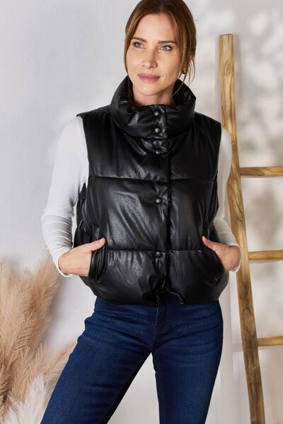 Classic Faux Leather Puffer Vest