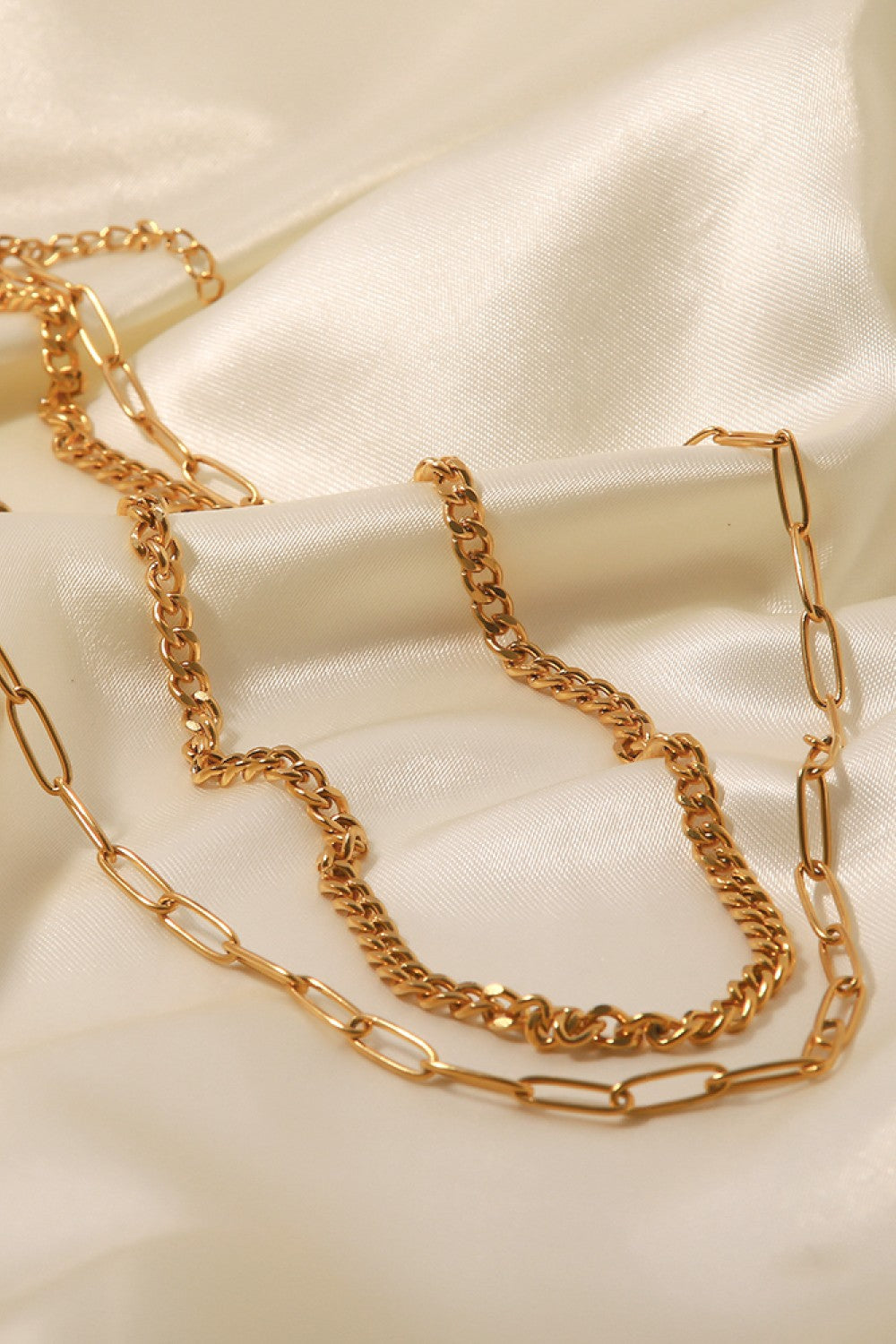 Luxurious 18K Gold Plated Layered Chain Necklace