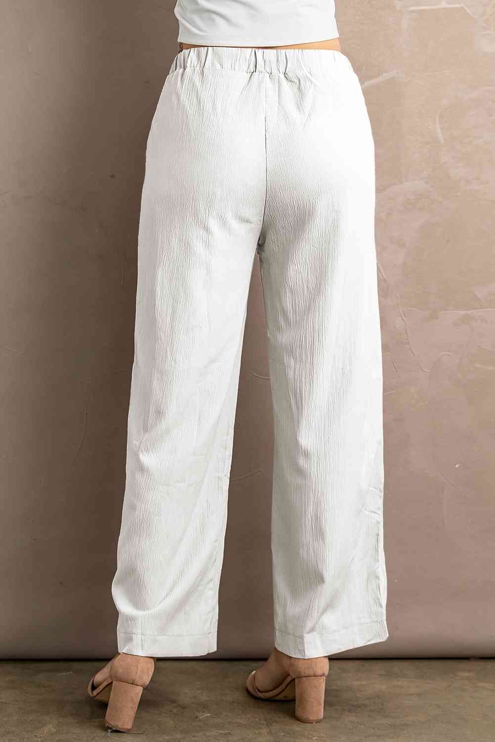 5 Elegant Drawstring Crinkle Wide Leg Pants (S - 2X)
